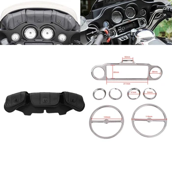 

ZORBYZ Chrome Stereo Accent Speedometer Speaker Trim Ring Set + Windshield Bag Saddle For Harley Electra Street Glide Touring