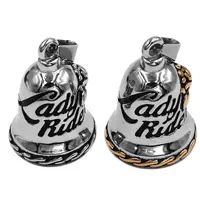 Rose Lady Rider Biker Bell Pendant Stainless Steel Fashion Live To Ride Eagle Christmas Gift For Women 514B (Has steel ball) 1