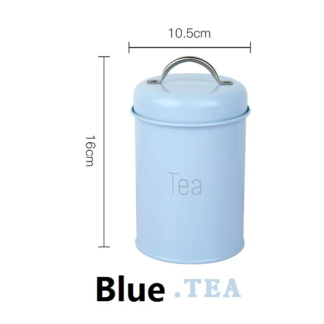 1-3 шт./компл. Чай Кофе Suga резервуар для хранения крышка Железный Кухня посуда Многофункциональный Круглая Коробка Чехол бытовые качественные красивые - Цвет: BlueTea