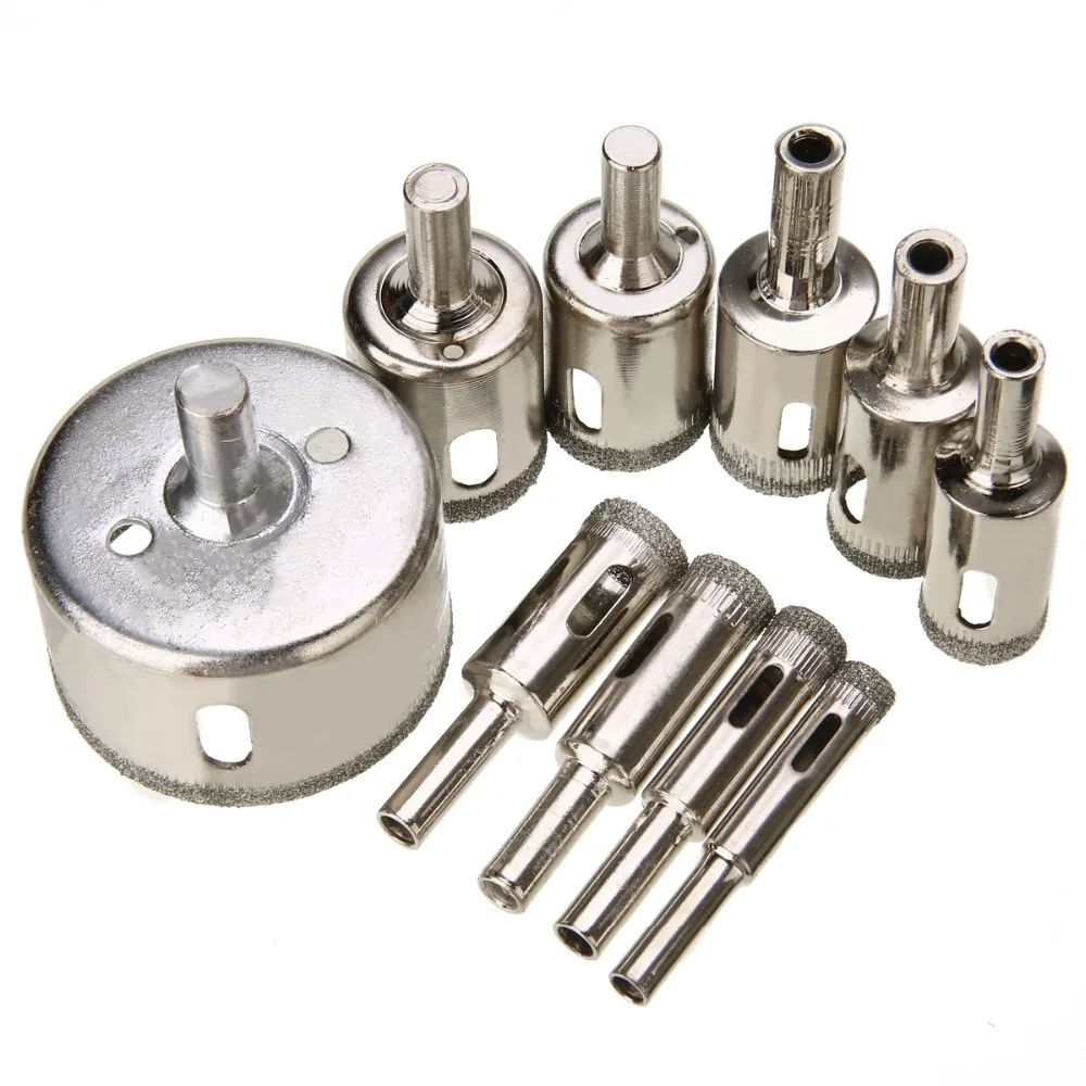 10pcs Diamond Coated Hole Saw High Quality Drill Bit Holesaw Cutter Set 8 50mm For Tile Ceramic