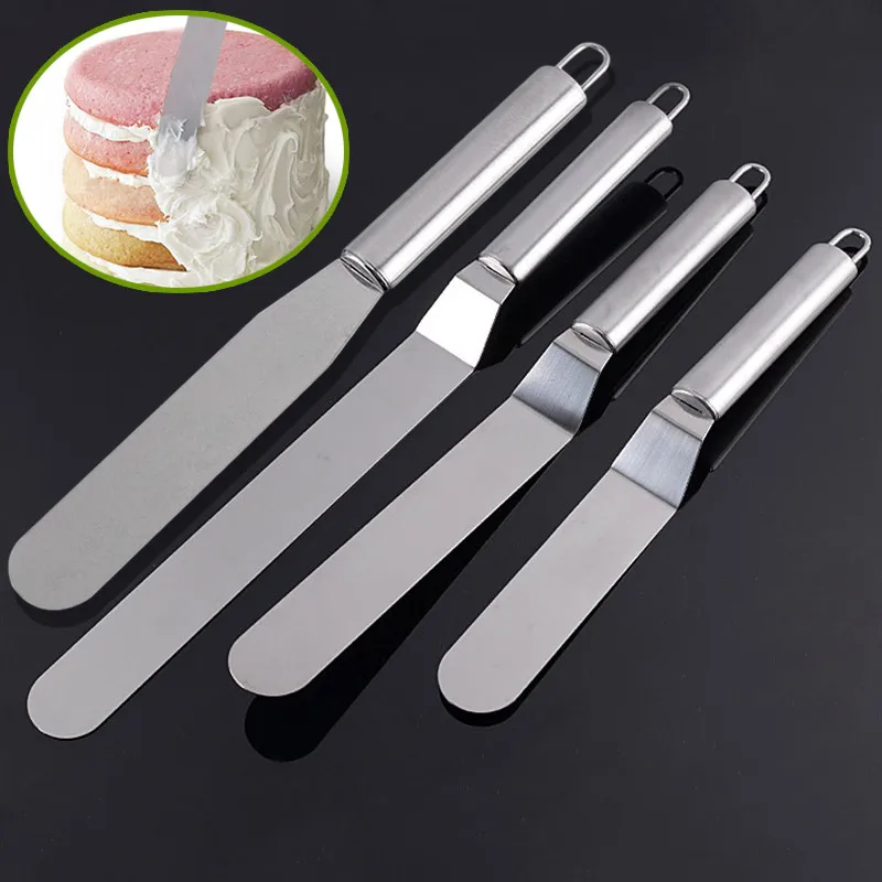 

Stainless Steel Butter Cake Cream Blade Spatula Straight Bend Icing Frosting Spreader Fondant Pastry Tool FP8