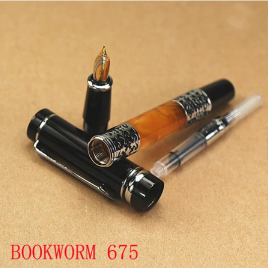 BOOKWORM 675 Серебряный цветок Янтарная целлюлоидная авторучка с высококачественной школьной офисной принадлежностью для письма гладкие чернильные ручки