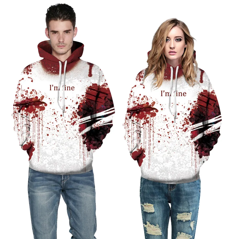 New Autumn 3d Print Hoodies Men Women Blood Handprints Design Loose Fashion Moletom Feminino Leisure Streetwear Tracksuits Men's Clothing