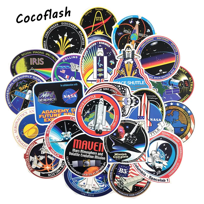 50 PCS Outer Space Sticker UFO Alien Astronaut Rocket Cartoon Stickers Gifts Toys for Children DIY Skateboard Laptop Car Phone