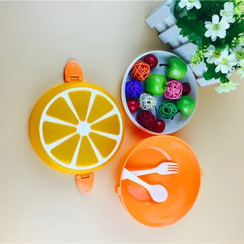 

2 Layer Lemon Pattern Lunch Box Environmentally Friendly Lunch Box Fruit Food Container Salad Box with Spoon Children Students