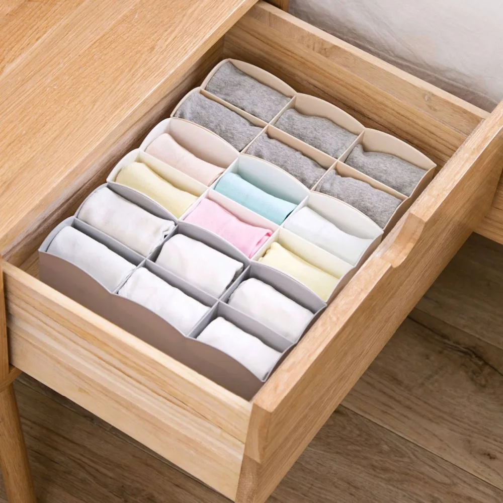 

Stackable 6 Grid Underwear Storage Box Case Bra Tie Scarfs Socks Drawer Organizers Desktop Cosmetics Makeup Storage Box