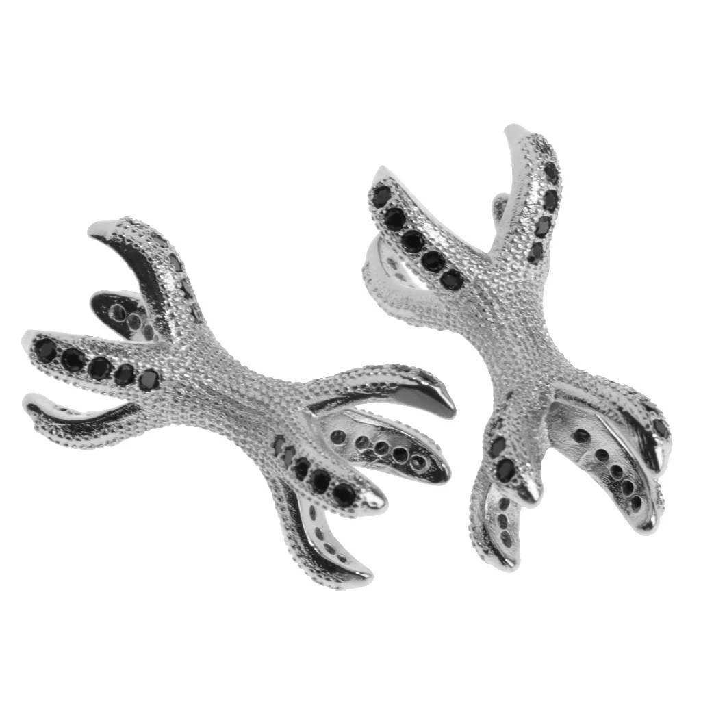 2 Pieces Micro Rhinestone Eagle Claw Bracelet Connector Beads Animal 8 Paw Design Punk Mens DIY Jewelry