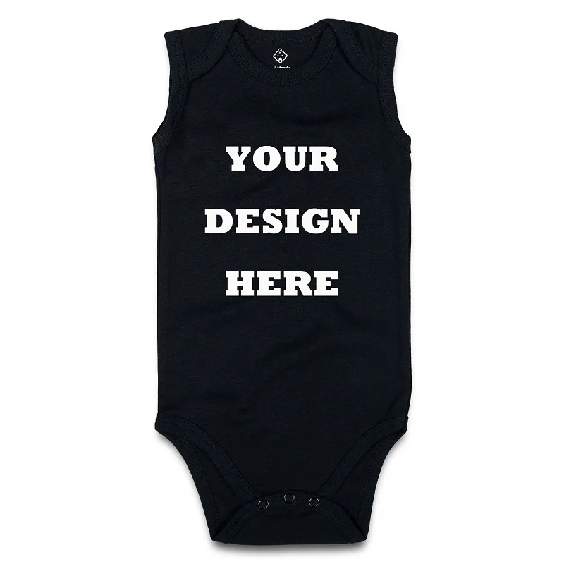 Sleeveless Black Baby Bodysuit Custom