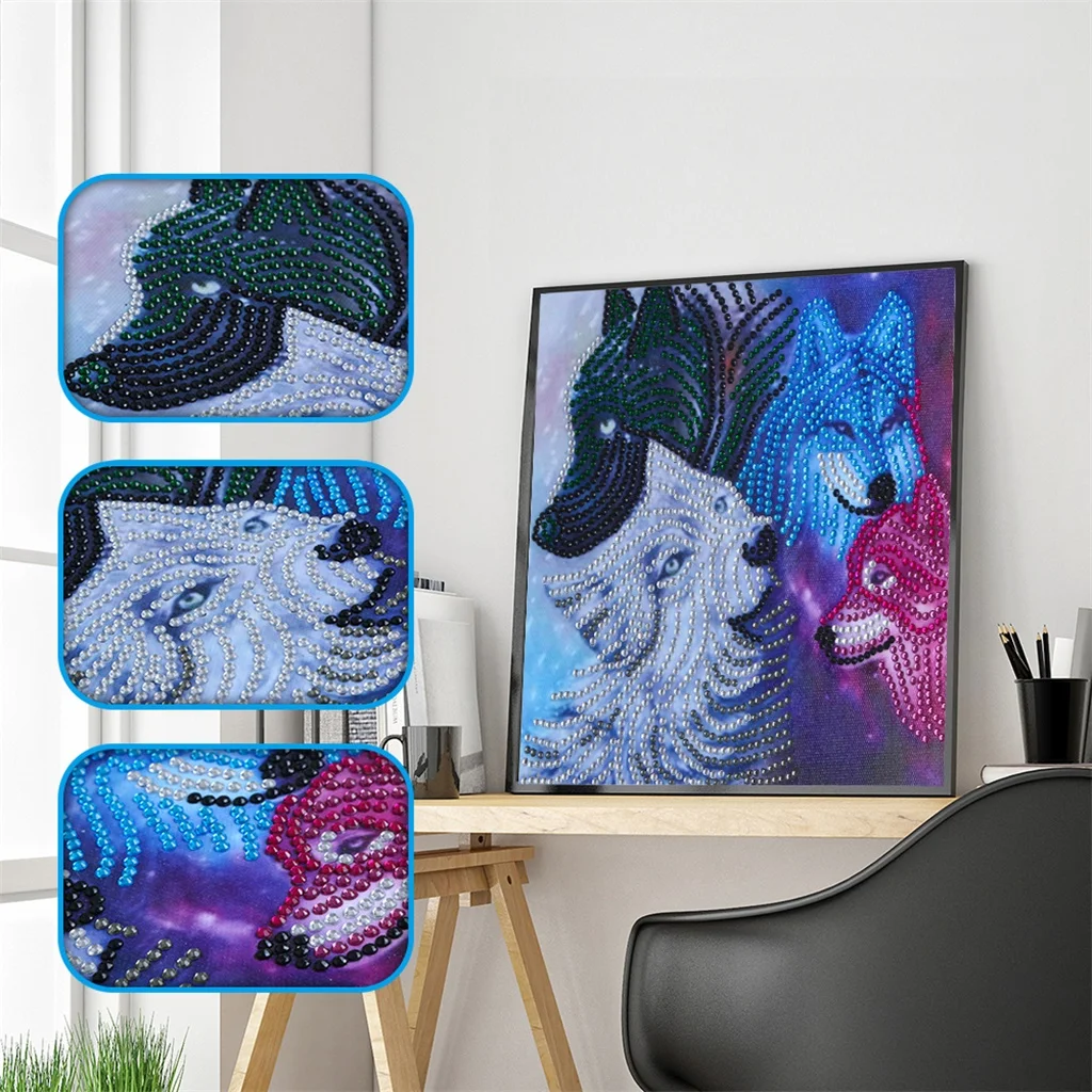 

5D Special Shaped Diamond Painting Wolves DIY Rhinestone Needlework Diamond Embroidery Cross Stitch Kit Art Picture Crafts Gifts