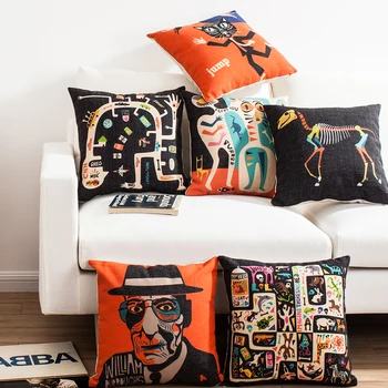 

Wholesale post-modern style Linen Pillow Cover Cushion Cover 45x45CM Tiger Dinosaur Home Decor Pillow Case Pillow Sham