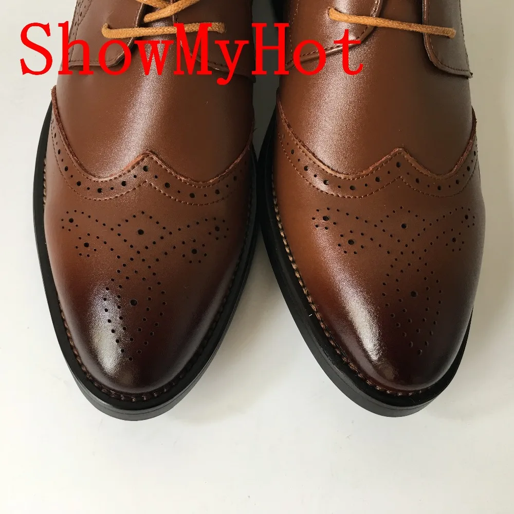 Casuais Homens Esculpida Outono Showmyhot Masculino Respirável azul vermelho Sapatos Dos Preto Britânico Do Vinho Oxford Real Couro marrom Laço Negócio Bullock EvzYq