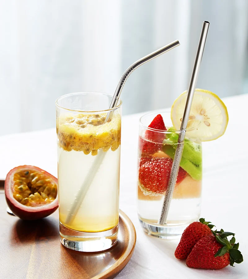 Reusable Stainless Steel Straws Metal Bent Straight Drinking Straw Cocktail Drinking Straw Hotel Party Supplies Bar Accessories (3)