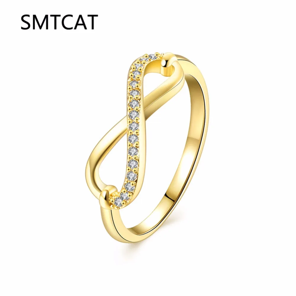

SMTCAT New Simple 8 Shape Zircon Ring Fashion Female Jewelry Infinity Sign Endless Love Women Rings for Party free Shipping