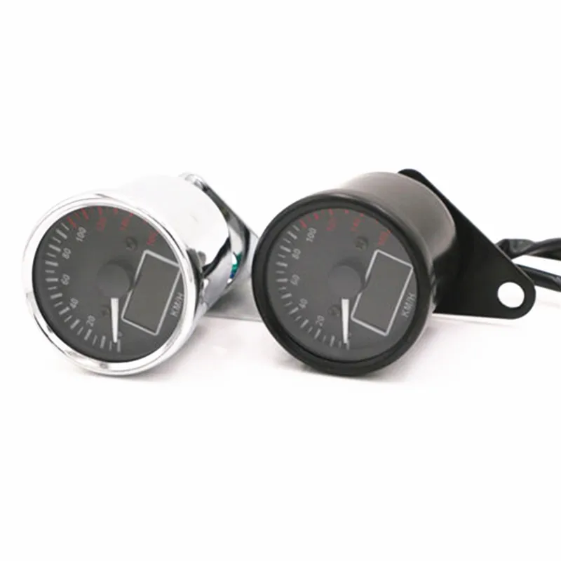 

Universal Digital LCD Speedometer Odometer Tachometer Multifunction Fuel Gauge Motorcycle Cafe Racer Old School Bobber