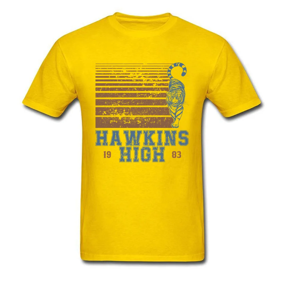 Unique Tshirts Crazy Short Sleeve Special Round Collar 100% Cotton Fabric Tops & Tees Casual Tees for Male ostern Day Hawkins High school class of 1983 yellow