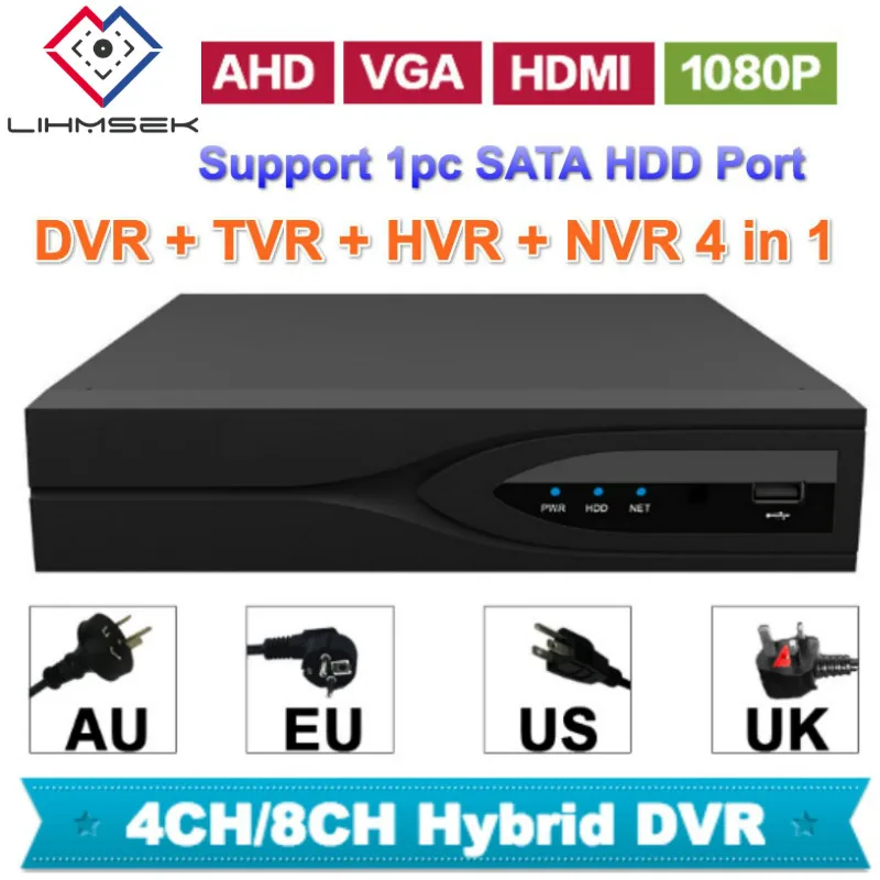 

Lihmsek High-End 4CH 8 Channels CCTV Recorder DVR HVR NVR TVR 4in1 Hybrid Video Recorder 1080P Cost Effective with 1pc SATA Port