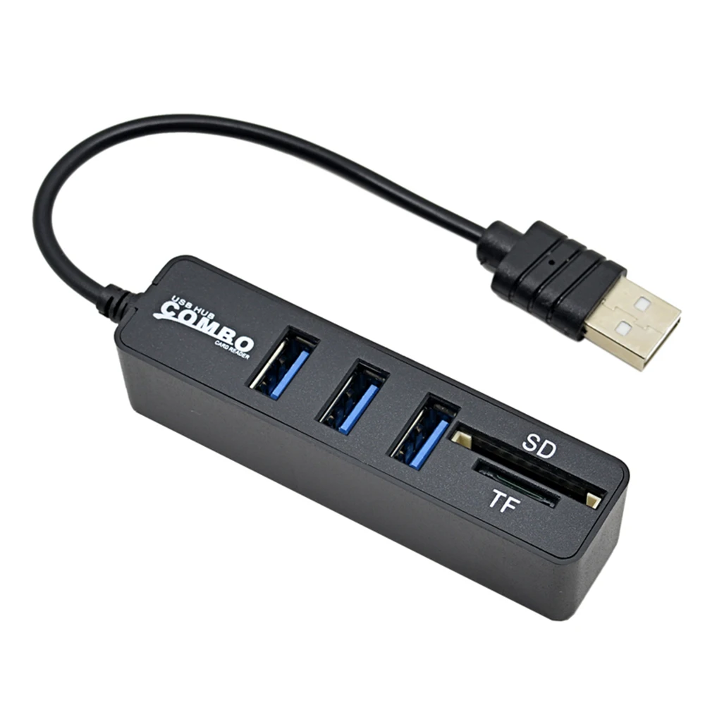 Multifunctional 2 Ports USB Hub 2.0 480Mbps On/Off + Micro SD/CF Card