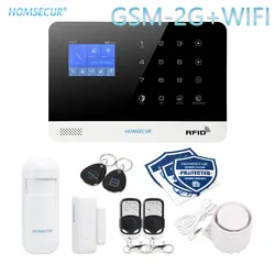 Homsecur беспроводный ЖК-дисплей 2G/GSM wifi домашняя охранная сигнализация + IOS/Android APP (EN/DE/ES/RU/FR/PL/PT/IT меню регулируется)