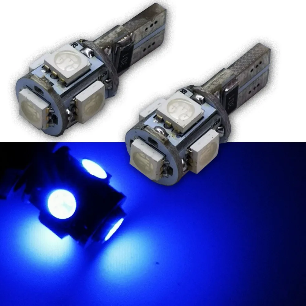 2 шт./лот теплый белый 4300K T10 W5W 5 SMD 5050 canbus LED авто номерного знака на танкетке с