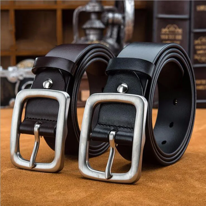 

2019 100% Genuine Leather Men Stainless Steel Buckle Luxury Belt Belts Male Classic Leather Jeans Belt Quality Assuarance XKS076