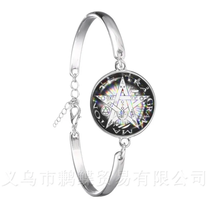Satanic Baphomet браслет с пентаграммой Готический посеребренный Satanism Evil Occult Pentacle Jewelry