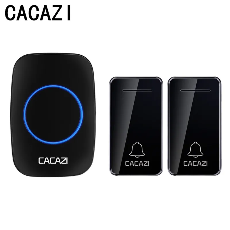 CACAZI дверной звонок беспроводной водонепроницаемый самопоколение 200 м удаленный светодиодный свет 36 колокольчиков 4 громкости легко использовать анти-помех домашний звонок