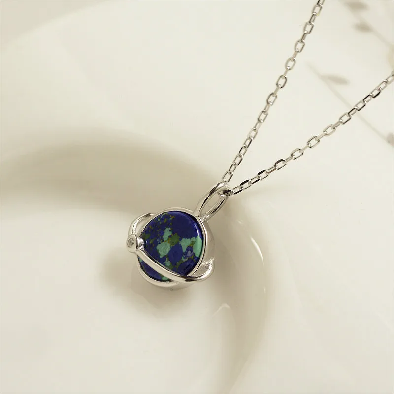 

Real Pure 925 Sterling Silver High Quality Necklace Jewelry Round Saturn Pendant Necklaces Silver Necklace Chain