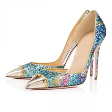 Spitz Niet Bunten Schlanke Stiletto Pumps 2016 Maß Plus Größe Party Abend Schuhe Sexy Mode
