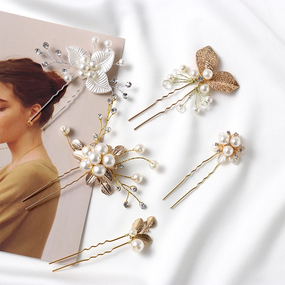 

1Pc Women Pearl Hair Combs Wedding Hair Accessories Hair Pin Rhinestone Tiara Bridal Clips Bride Hair Jewelry