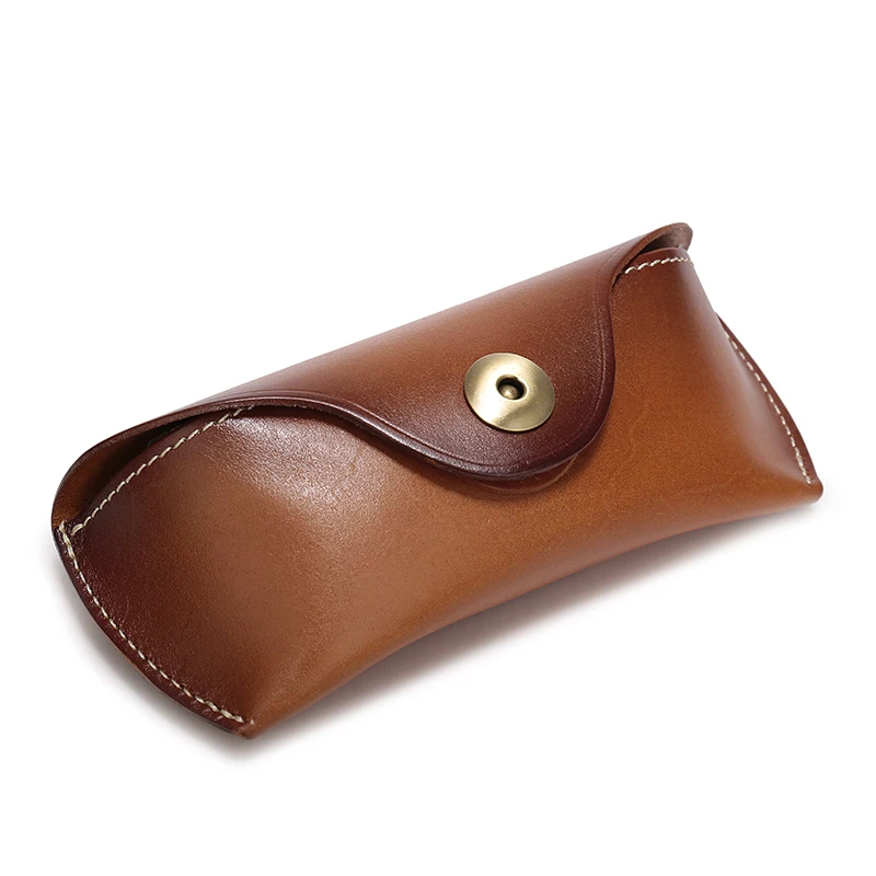 

Women Men Vegetable Tanned Genuine Leather Eyeglasses Case Handmade Sunglasses Protective Holder Men Waist Bag Eyewear Accessory