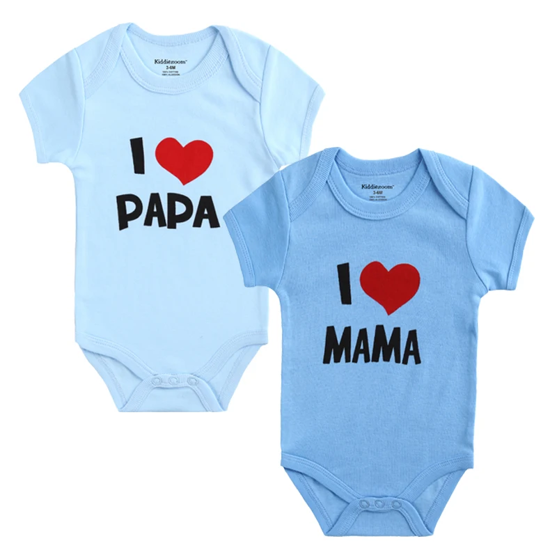 100% Cotton I Love Papa Mama Rompers-3