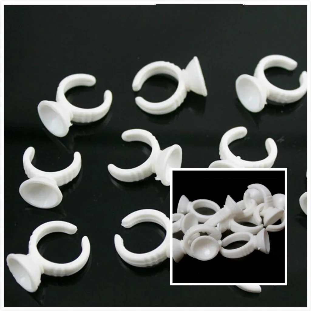 

100 Pcs/Pack Adhesive Eyelash Pallet Holder Set Disposable Glue Holder Ring Pallet for Eyelash Extension Tattoo Pigment Useful
