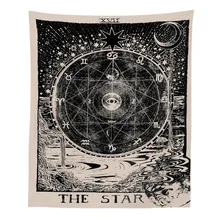 Vintage europeo colgante de pared brujería Ouija tapices sol Luna estrella dormitorio habitación cabecera Arras alfombra astrología manta cortina