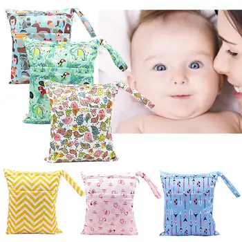 

New Portable Double Zipper 2 Pockets Wet Dry Baby Towel Diaper Nappy Storage Bag