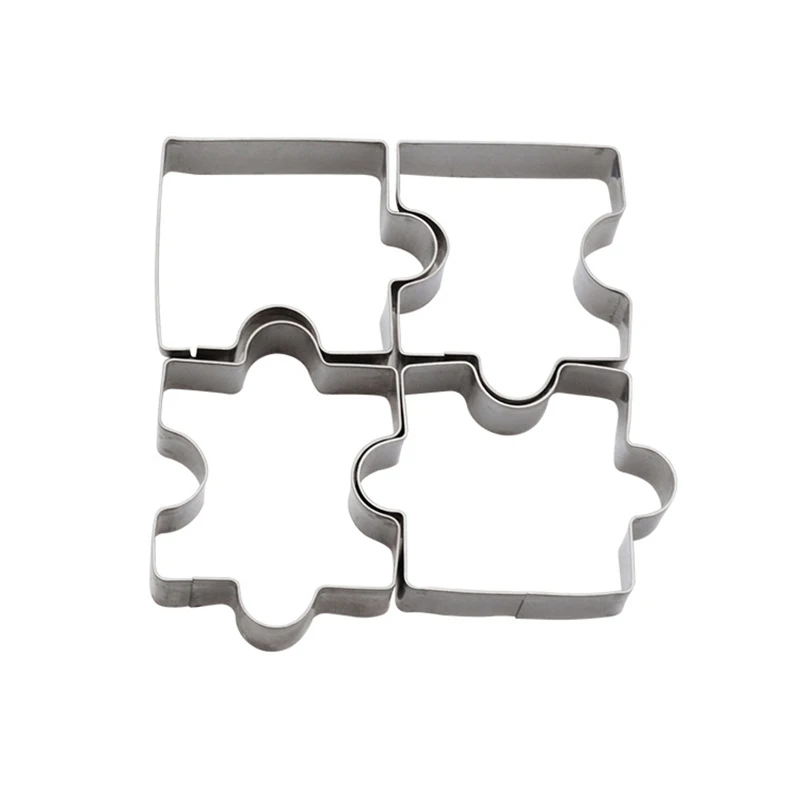 4pcs/Set Stainless Steel Puzzle Piece Cookie Cutter Cake Frame Mold
