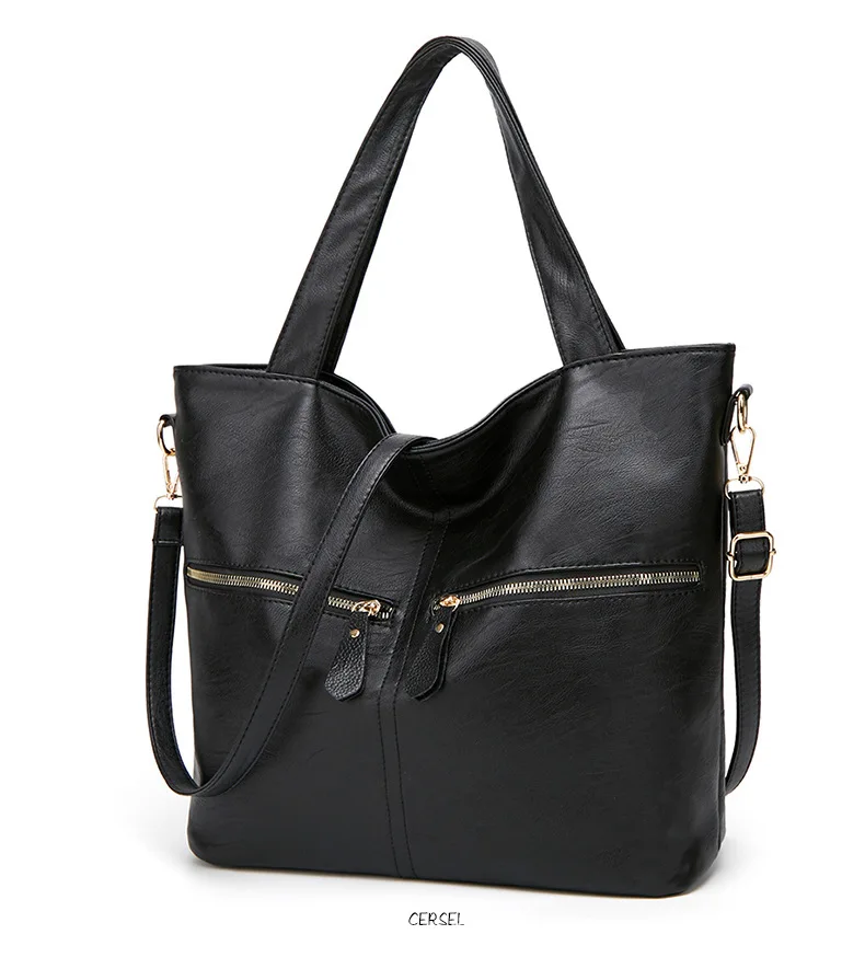 

Women handbags 2019 new soft Oil wax leather large capacity women handbags genuine leather fashion female casual Shoulder bags