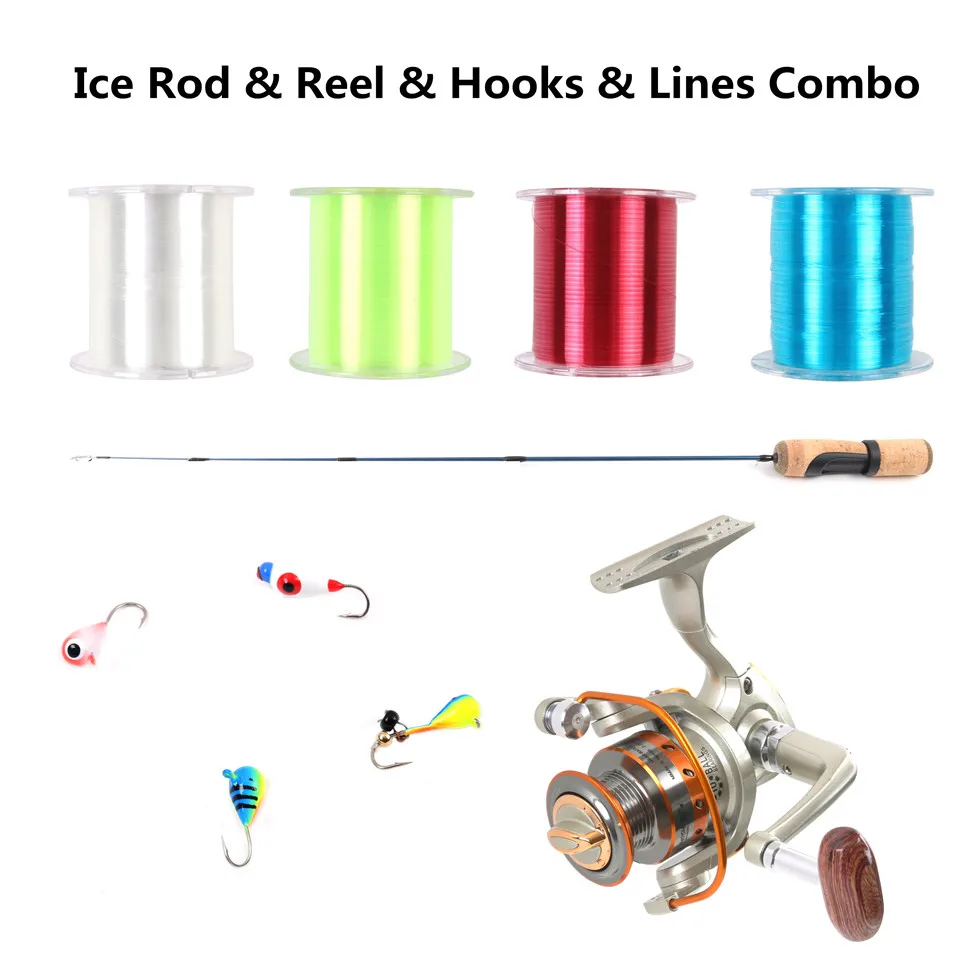 

Maximumcatch Ice Rod & Reel & Line & Hooks Combo IM7 Fishing Rod 9+1BB Ice Spinning Reel 450m 4 Colors nylon Line fishing Combo