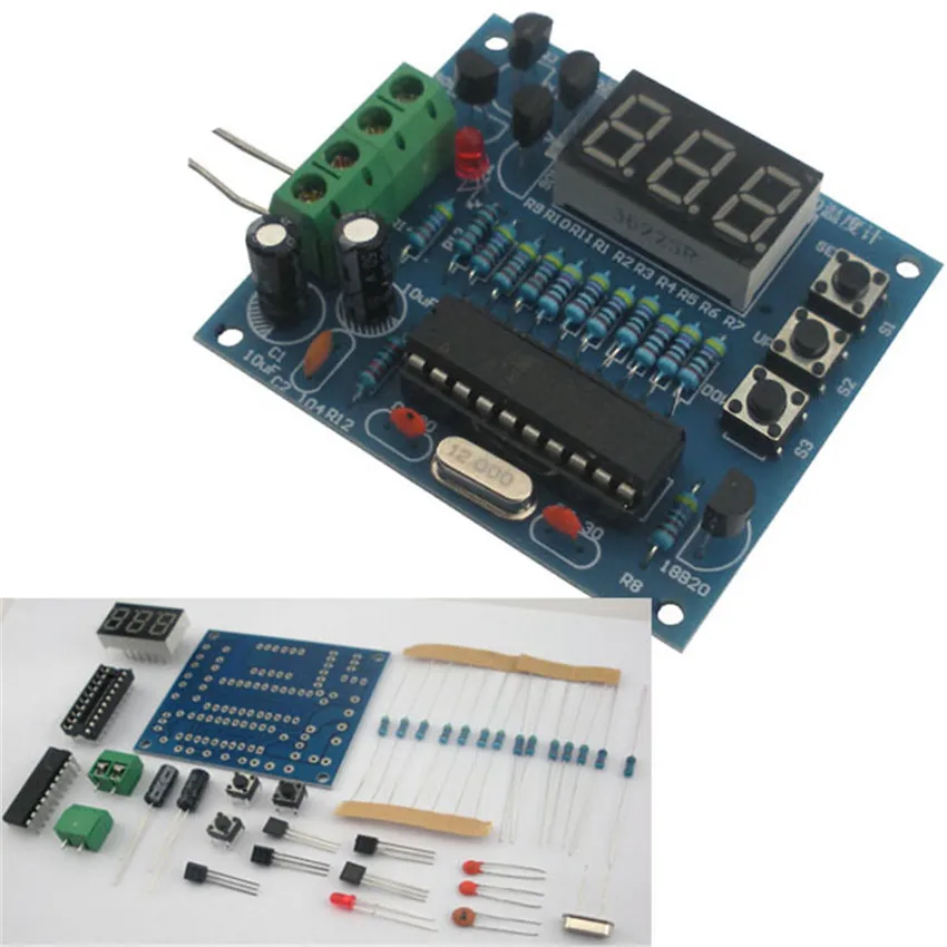 Cnikesin diy AT89c2051 + 18B20 цифровой регулятор температуры MCU дизайн термометр комплект