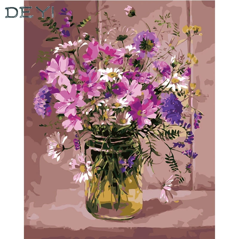 40*50cm Hand Oil Painting Flower Decorative Linen Framed Mirrors Wall Art For Living Room 4050530 | Дом и сад