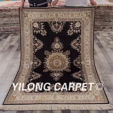 YILONG 4'x6' ручной работы персидский шелковый ковер роскошный черный изысканный ковер из кашемира(LH31B4x6
