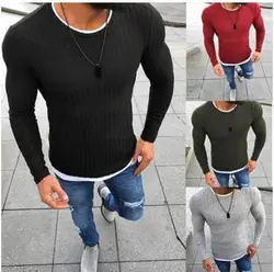 Zogaa 2019 мужской осенний сексуальный обтягивающий лонгслив однотонный вязаный пуловер тонкие свитера с круглым вырезом облегающий свитер