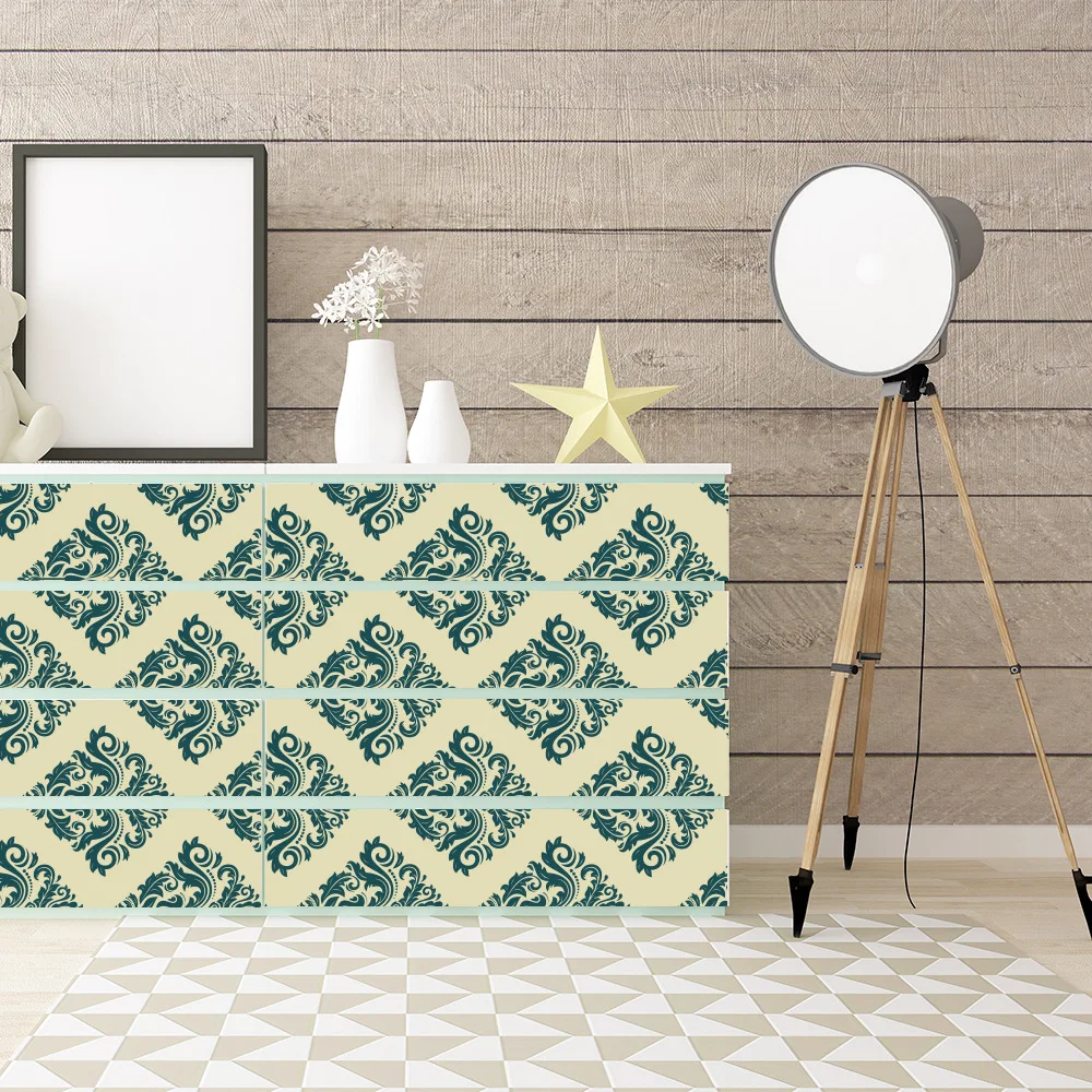Funlife Green Damascus Wall Sticker,Modern Wall Paper rolls for Living