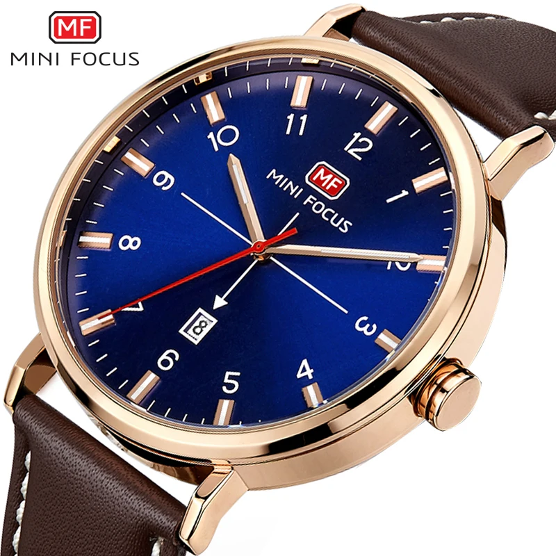 

MINIFOCUS Men's Wristwatch Quartz Watch Men Waterproof Watches Mens Luxury Brand Fashion Male Clock Leather Strap Wristwatches
