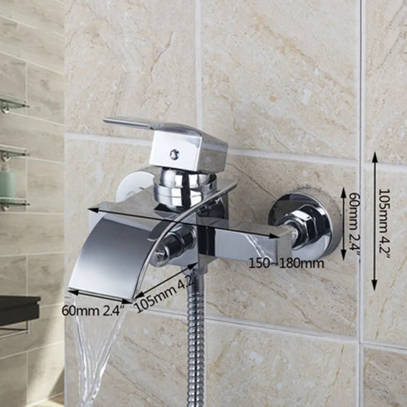 KEMAIDI современный настенный хромированный смеситель для душа смеситель для ванной кран для ванной Водопад Носик с ручкой душ