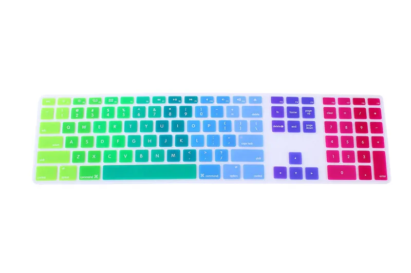 Силиконовые полный Размеры ультра-тонкая клавиатура кожного покрова для клавиатура apple a1243 mb110ll/b с цифровой клавиатурой Проводной USB для IMAC - Цвет: rainbowe