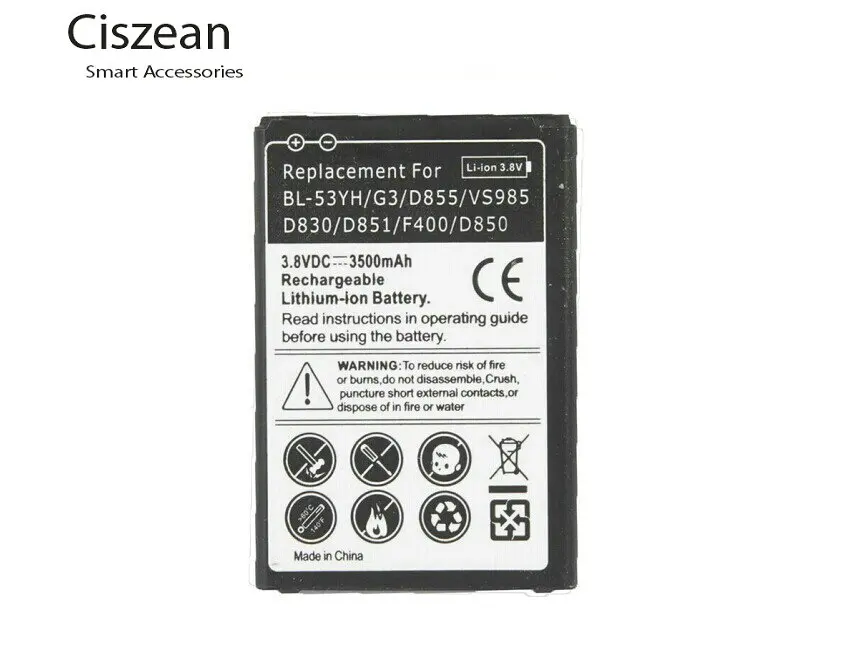 1x3500 мАч запасные батареи для LG G3 BL-53YH D855 / F400 D830 D850 VS985/D850 аккумулятор | Мобильные