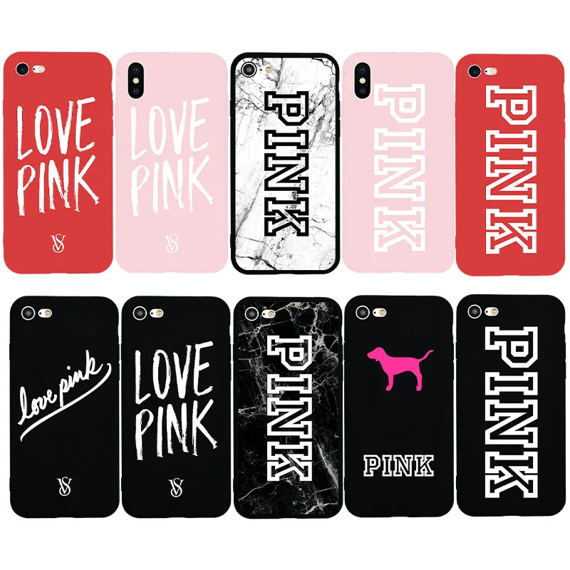 

Brand NEW PINK VS Victoria Style Fashion Soft Case for iPhone Xs Max XsMax XMax Phone Cover Cases Coque Hull Shell Capas Fundas