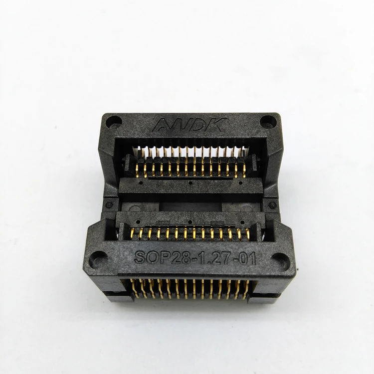 

SOP28 SOIC28 SO28 IC Test & Burn in Socket Pitch 1.27mm IC Body Width 7.5mm 300mil OTS-28-1.27-04 Test Socket Adapter