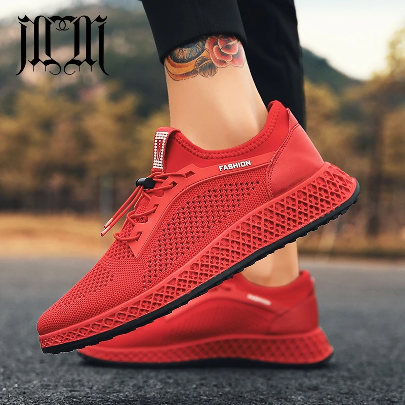 

MumuEli 2019 New White Red Black High Quality Shoes Men Casual Designer Breathable Fashion Luxury Flat Adult Male Sneakers K10