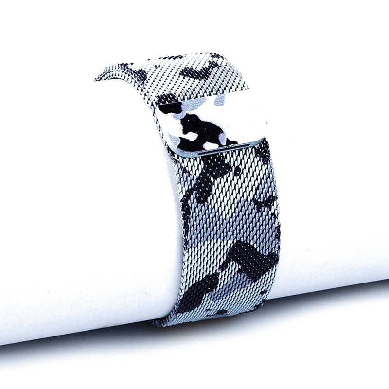 Леопардовой черно-белой расцветке Миланский ремешок для наручных часов, ремешок для Apple Watch, 42 мм, 38 мм, версия наручных часов Iwatch, 4/3/2/44 мм 40 мм, Correa, ссылка браслет на запястье